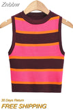 Znbbw Women Off Shoulder Tank Top Summer Knit Ribbed O Neck Sleeveless Skinny Vests 2023 Sexy Solid Basic Tops 202304