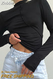 Znbbw 2023 Long Sleeve T Shirts Women White Autumn Winter Casual Black Basic Gray Sexy Tops 90s Fashion Vintage