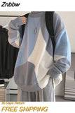 Znbbw style high neck sweater Men's and women's patchwork color pullover Fashion warm loose sweater in autumn and winter