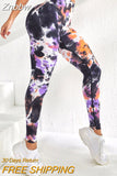 Znbbw Waist Sports Leggings Printed Gym Tights Summer Woman Running Pants Booty Lifting Leggings Tie Dye Push Up Legging