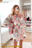 Znbbw Patchwork Cotton Jackets Mini Skirt Suit For Woman 2023 Autumn Thicken Warmth Short Coats Set Female Printed Streetwear
