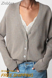 Znbbw Sweaters Women 2023 Spring Autumn Long Sleeve V-Neck Fashion Jumper Female Vintage Cardigan Woman's Clothes Sweater