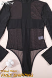 Znbbw Sexy Mesh Bodysuit Long Sleeve Body One Piece Transparent Tops Uncensored Tight Lingerie Tulle Crotchless Outfit