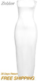Znbbw Sexy Backless Maxi Dress For Women Robe Winter New Off-shoulder Sleeveless Bodycon Ruched Long Dress Vestido