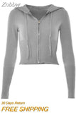 Znbbw Clothes y2k Aesthetic kintted Sweater Women Zip Up Long Sleeve Hooded Tops Preppy Style 90s Fashion Cropped Cardigan Tees 0410