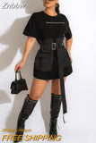 Znbbw Women Full Sleeve Jean Patchwork Short Dresses Female Autumn Casual Bodycon Denim Sweatshirt 2023 New Fashion Streetwear