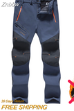 Znbbw Men's Waterproof Pants Winter Warm Camping Hiking Trekking Sport Trousers Male Casual Softshell Fleece Oversized Cargo Pants
