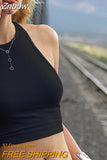 Znbbw Knitted Round Neck Women T-Shirt Sexy Sleeveless Camisole Crop Top Woman Tight Stretch Tank Top Ladies Tee Top Streetwear
