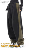 Znbbw Streetwear Y2k Pants Women Casual Fashion Black Trousers Sweatpants Women Pants Patchwork Loose Elastic Waist Wide Leg