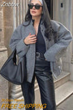 Znbbw TRAF 2023 Spring Warm Gray Jacket Women Outerwear With Button Autumn Bomber Jacket Coat Women Winter Coat Top women
