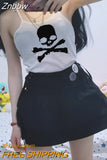 Znbbw Dark Vintage Streetwear t-shirt Gothic 90s Summer Slim Fit Women's Sports Top 2023 New Women's Statement Eye Print Camisole