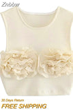 Znbbw TRAF 2023 Summer Women Tank Top Sleeveless Crop Top Ruffle Edge Decoration Short Top y2k Vest