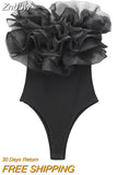 Znbbw TRAF Sexy Bodysuits Women Slash Neck Romper Jumpsuit Women Summer Elegant High Waist Playsuits Beach Overall Holiday Top