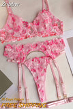 Znbbw Floral Lingerie Delicate Underwear Fancy Luxury Lace Fine Intimate Kits Sexy Bra And Panty Set Sissy Sheer Outfit