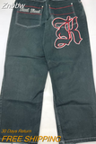 Znbbw Y2K Hip Hop Jeans Women Personalized Letter Street Loose Men Trend Fashion Harajuku Denim Trousers Wide Leg Straight Pants