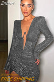 Znbbw Women Long Sleeve Party Club Bodycon Streetwear Black Mini Dress 2023 Autumn Fall Clothing Wholesale Items For Business