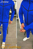 Znbbw Spring Men's Zipper Hoodie Coat + Long Pants 2pc Set High Quality Casual Sweatpants Outfit Fashion Solid Slim Men Tracksuits