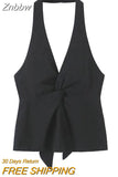 Znbbw TRAF 2023 Women Halter Camis Women Tanks Summer Sexy Slim Crop Top Tees Slim Sexy Tank Camisole