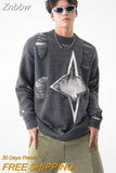 Znbbw Men's Sweater Y2k Vintage Star Fringe Hole-breaking Pullover Loose Knitted Jumper Sweaters Fashion Mens Designer Clothes