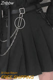 Znbbw Women Dark Black Shirt And Gothic Mini Skirt Two Piece Set Female BF Shirt Top Sexy Pleated Skirt Set Ladies Summer 2 Piece Suit
