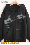 Znbbw Hoodie Men Women Y2K clothing Hoodie Fashion Hoodies Goth Black face Print Long Sleeve Sweatshirt Oversized Tops