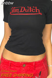 Znbbw Goth Print Crop T Shirt Women Street Sexy Crop Top T-shirt Skinny Baby Tee 2000s Harajuku Emo Fairy Short Tee Y2K Clothes