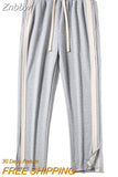 Znbbw Men's Striped Slit Pants Spring Autumn Straight Wide Leg Trousers High Street Loose Casual Trousers 2023 Fashion Men Clothing