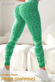 Znbbw Women Leopard Seamless Leggings High Waist Lifting Hip Honey Peach Fitness Leggings Running Sports Quick Drying Yoga Pants
