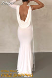 Znbbw Women Elegant Long Sleeve Party Club Evening Bodycon White Long Dress 2023 Fall Clothing Wholesale Items For Business