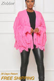 Znbbw Loose Tassel Full Sleeve Cardigans Sweater Women Casual Shaggy Fluffy Coat Lady 2023 New Fashion Spring Outerwear