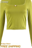 Znbbw Women Y2K Fairy Vintage Lace Trim Flower Long Sleeve Crop Tops Square Neck Solid Slim Fit T-shirts Tops 2000s Aesthetic Clothes