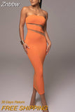 Znbbw Women Fashion Strapless Bodycon Party Club Streetwear Black Midi Dress 2023 Summer Clothes Wholesale Items For Business