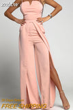 znbbw Fashion Overalls Women Summer Sexy Fashion Commuter Sling Jumpsuit Elegant Strapless Backless Slit Straight Pants Romper