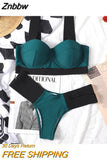 Znbbw Women's Swimsuits Sexy Swimwear Patchwork Bikini 2023 Woman Push up Biquini Neon Bikinis Swimsuit Bathing Suits 2023