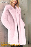Znbbw Women Elegant Winter Plush Faux Fur Overcoat Female Casual Loose Coat Jackets 2023 New Lapel Full Sleeve Fashion Coat