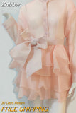 Znbbw Women Spring Autumn Winter Shirt Temperament Chiffon Chic New Style Ruffle Foreign Style Senior Design Bow Tie Small Shirt D2348