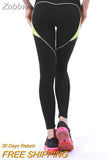 Znbbw Waist Patchwork Gym Fitness Leggings High elasticity Tights With Pocket Yoga Pants Women Slim Running pants