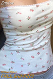 Znbbw Tube Top Sexy Strapless Floral Print Sweet Cute Crop Tops Streetwear Slim Crop Tops Camis Korean Fashion Tees Femme