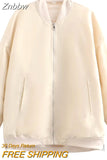 Znbbw TRAF 2023 Spring Warm Jacket Women Outerwear With Zipper Bomber Jacket Coat Women Thicken Coat Top Women