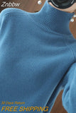 Znbbw Cashmere Sweater Women Autumn Winter Casual Solid Color Pullover Sweaters Female Long-sleeved Loose Bottoming Sweater