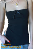Znbbw Sweet Tank Tops Women Summer Cotton Sleeveless Satin Bowknot Front Slim Vests Clothes Vintage Sweet Lace Crop Top Y2k