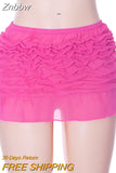 Znbbw Mesh Ruched Slim Fit Pink Mini Skirts Women Elastic Low Rise Hot Short Skirt 2023 Summer Beach Holiday Y2K Clothes