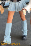 Znbbw Light Blue Denim Pleated Sexy Mini Skirt for Women 2023 Going Out Korean Fashion Streetwear Frayed Hem Jean Skirts