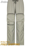 Znbbw Fashion Casual Trousers High Waist Stretch Straight Cargo Pants Women Streetwear Solid Sports Style Overalls Pants