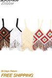 Znbbw TRAF 2023 Women Tops Four Color Tassel Embellished Short Sleeveless Suspender Casual Tops Woman Female Top