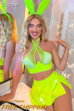 Znbbw Neon Latex Lingerie Fishing Net Cross Push Up Bra Skirt Leather Set Sexy Bunny Nightclub PVC Porn Sissy Girl Outfits