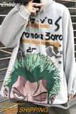 Znbbw cartoon cute kawaii girl top Harajuku style hooded sweater female student loose plus velvet thick ins sweater street wear