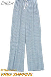 Znbbw TRAF 2023 Spring Autumn Striped Women Vest Women Long Pants Suits Loose Sets Vintage Female 2 Piece Sets Women Suit