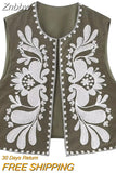 Znbbw TRAF Embroidered Vests Top Women Vest 2023 Summer Loose Waistcoat Ladies Cardigan Outwear Top Sleeveless Tops Chic Tank