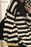 Znbbw Vintage Striped Sweater Women Harajuku Knitted Oversized Pullover Jumper Loose Casual Chic Long Sleeve Tops Streetwear